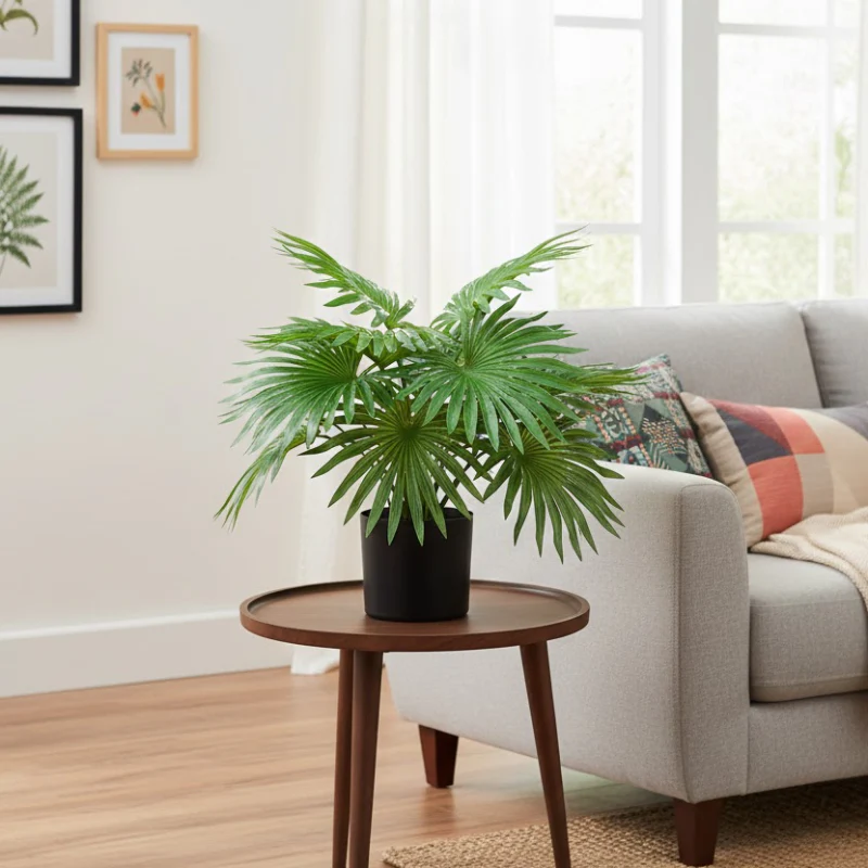 Allstate Floral 23" Fountain Palm Plant with Plastic Pot - Green - Image 2