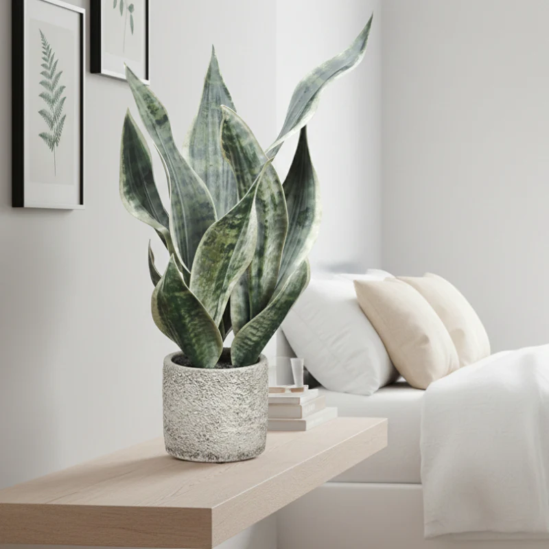 Allstate Floral 18" Sansevieria Snake Artificial Plant with Pot - Green/Gray - Image 2