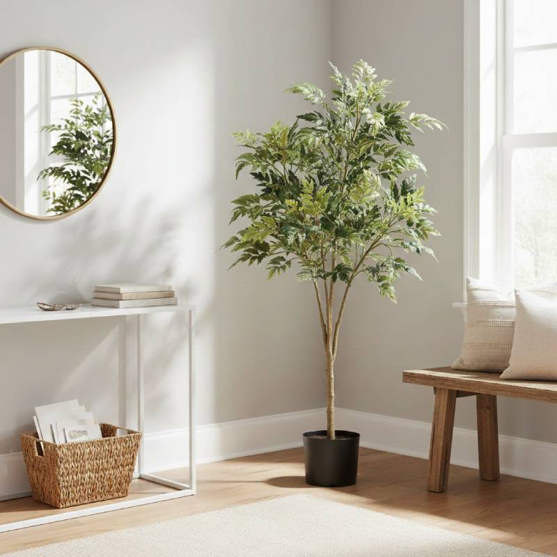Allstate Floral 45" Ming Aralia Tree with Plastic Pot - Green - Image 2