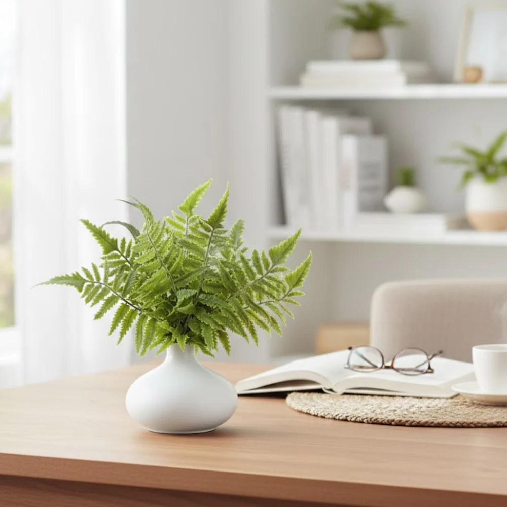 Allstate Floral 11.5" Fern with Ceramic Vase - White/Green - Image 4