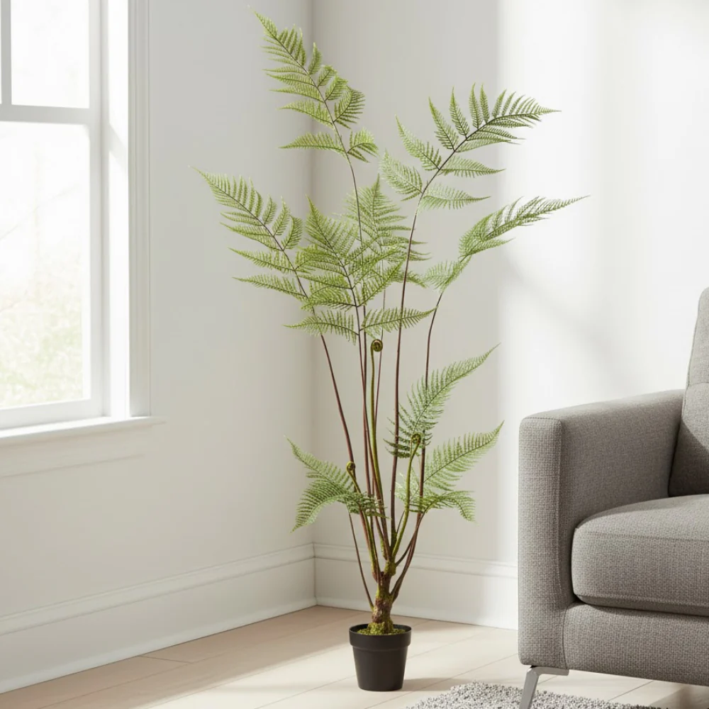 Allstate Floral 58" Woolly Fern Artificial Leaf Plant with Plastic Vase - Green - Image 2