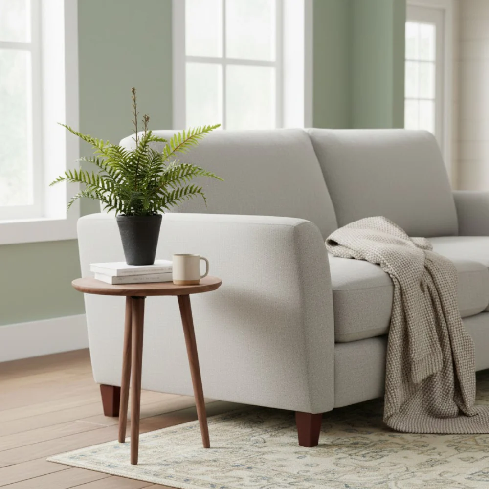 Allstate Floral 14" PE Soft-Touch Boston Fern Leaf with Cement Pot - Green - Image 2