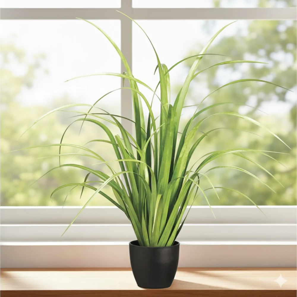 Allstate Floral 33" Reed Grass Artificial Plant with Plastic Vase - Green - Image 2