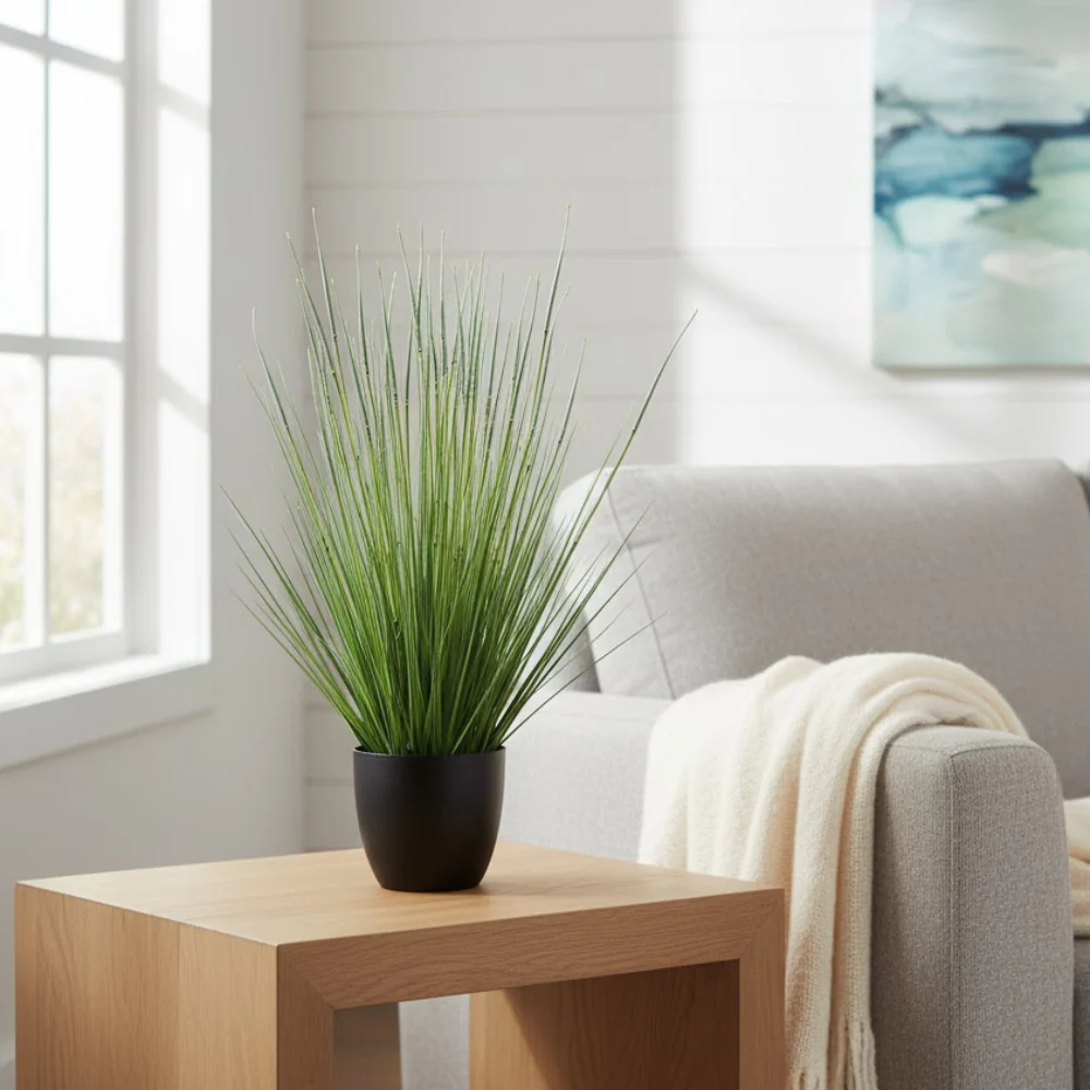 Allstate Floral 34" Grass and Horsetail Artificial Plant with Plastic Vase  - Green - Image 2