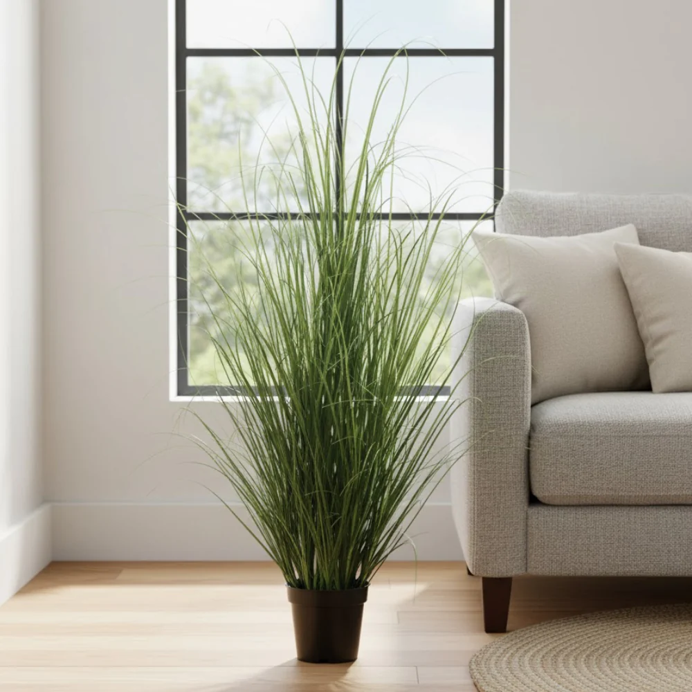 Allstate Floral 48" Grass Artificial Plant with Plastic Vase - Green - Image 2