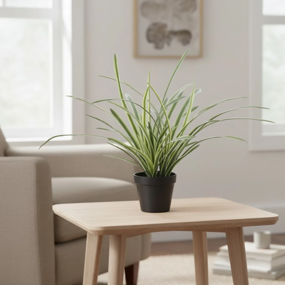 Allstate Floral 18" Lily Turf Grass Artificial Plant with Plastic Vase  - Green - Image 2