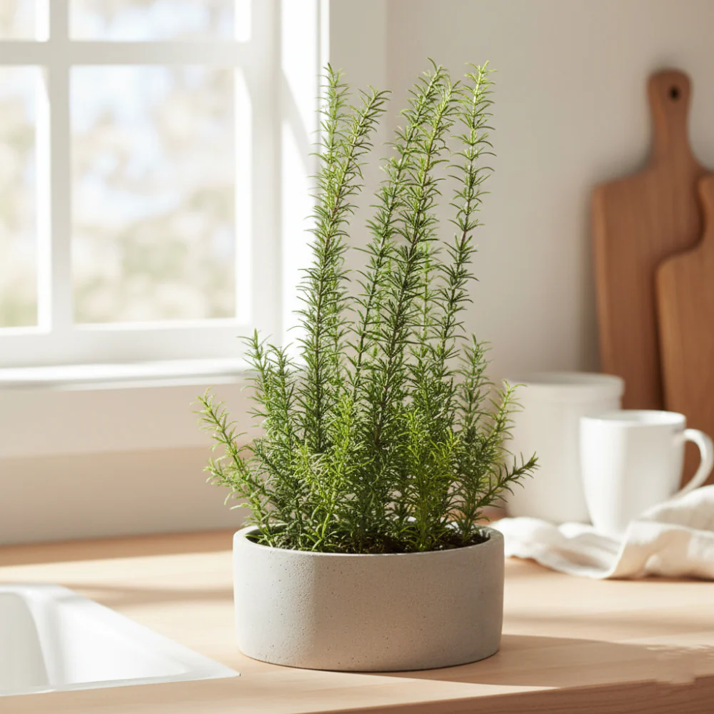 Allstate Floral 22" Rosemary Herb Artificial Plant with Cement Pot - Green - Image 2