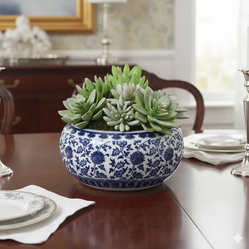 Allstate Floral 7" Succulent Garden Artificial Plant with Ceramic Vase - Green - Image 2
