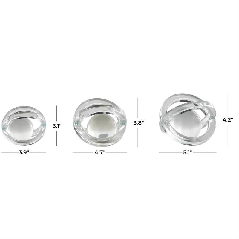 Decor Mache Geometric Orb Decorative Sculpture with Overlapping Rings (3 Pieces) - Image 3