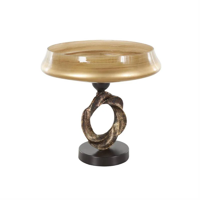 Decor Mache Large Decorative Bowl with Textured Ring Base