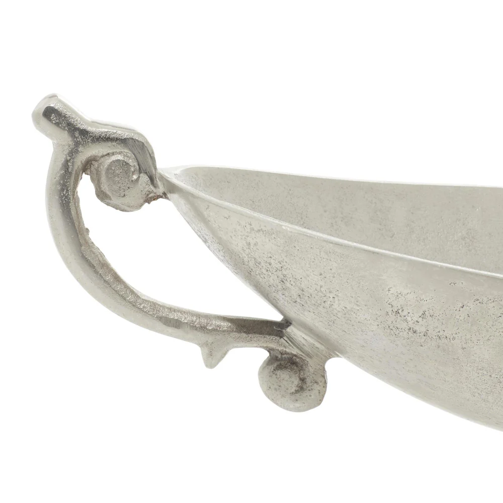 Decor Mache 8" Aluminum Metal Decorative Bowl with Handles - Silver - Image 5