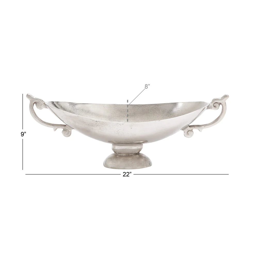 Decor Mache 8" Aluminum Metal Decorative Bowl with Handles - Silver - Image 6
