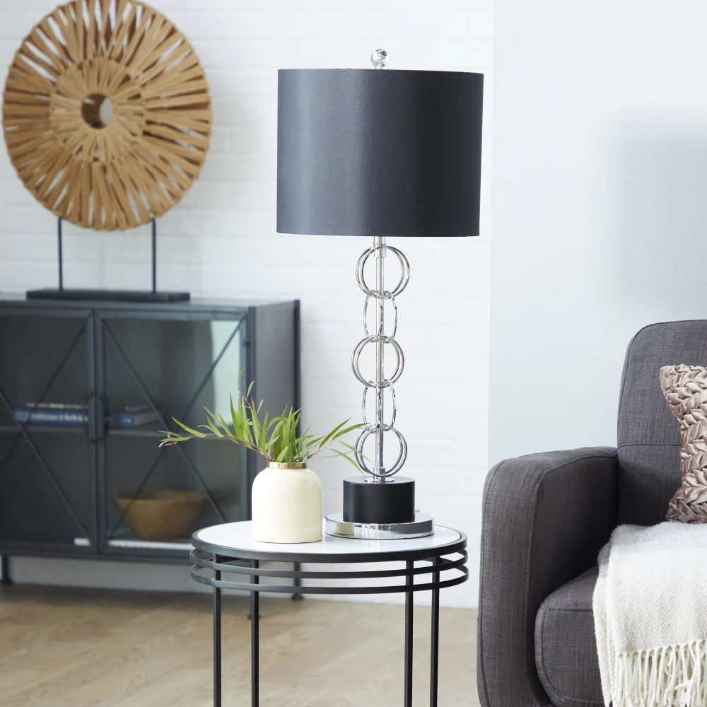 Decor Mache 30" Table Lamp with Circular Links - Black - Image 2