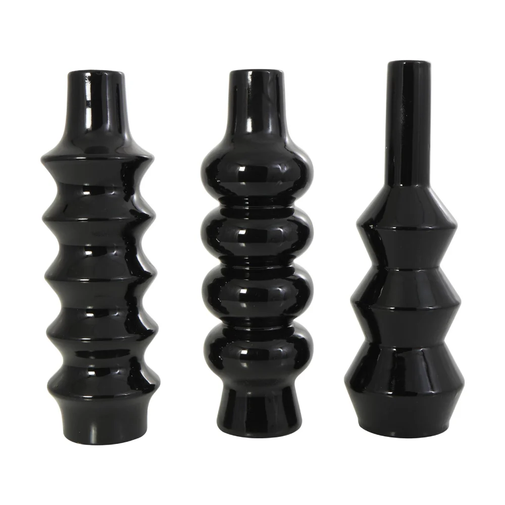 Decor Mache Abstract Bubble Inspired Decorative Vase (Set of 3) - Black