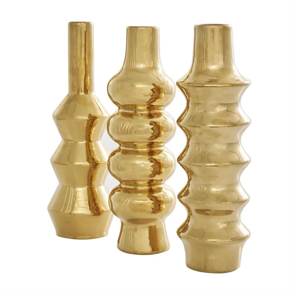 Decor Mache Abstract Bubble Inspired Decorative Vase (Set of 3) - Gold - Image 3