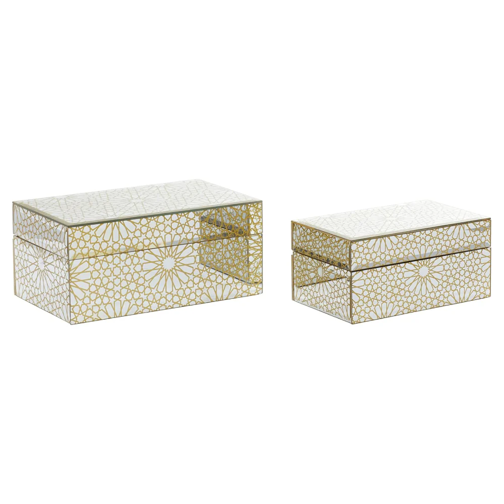 Decor Mache Glam Hinged Lid Jewelry Box (Set of 2) - Gold - Image 2