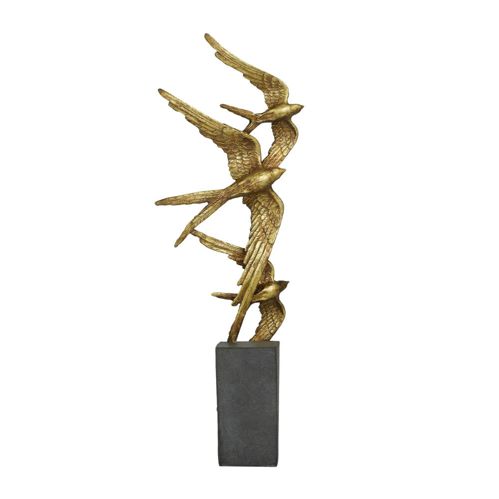 Decor Mache Modern 21" Bird Sculpture - Gold - Image 2