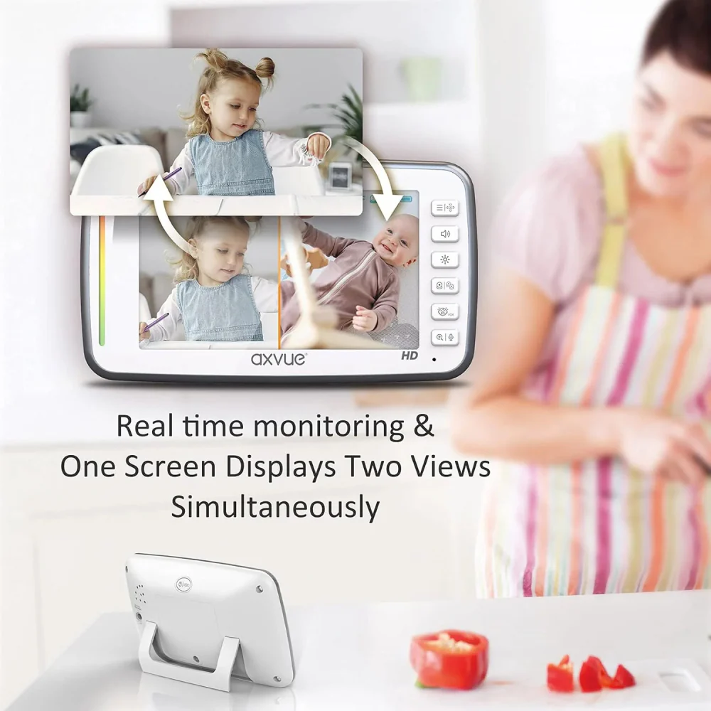 AXVUE 5" HD Screen Baby Monitor with 2 Camera - White - Image 4