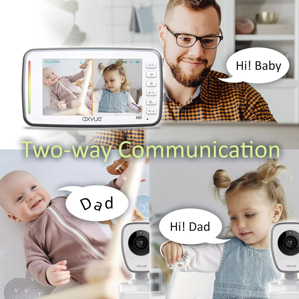 AXVUE 5" HD Screen Baby Monitor with 2 Camera - White - Image 5
