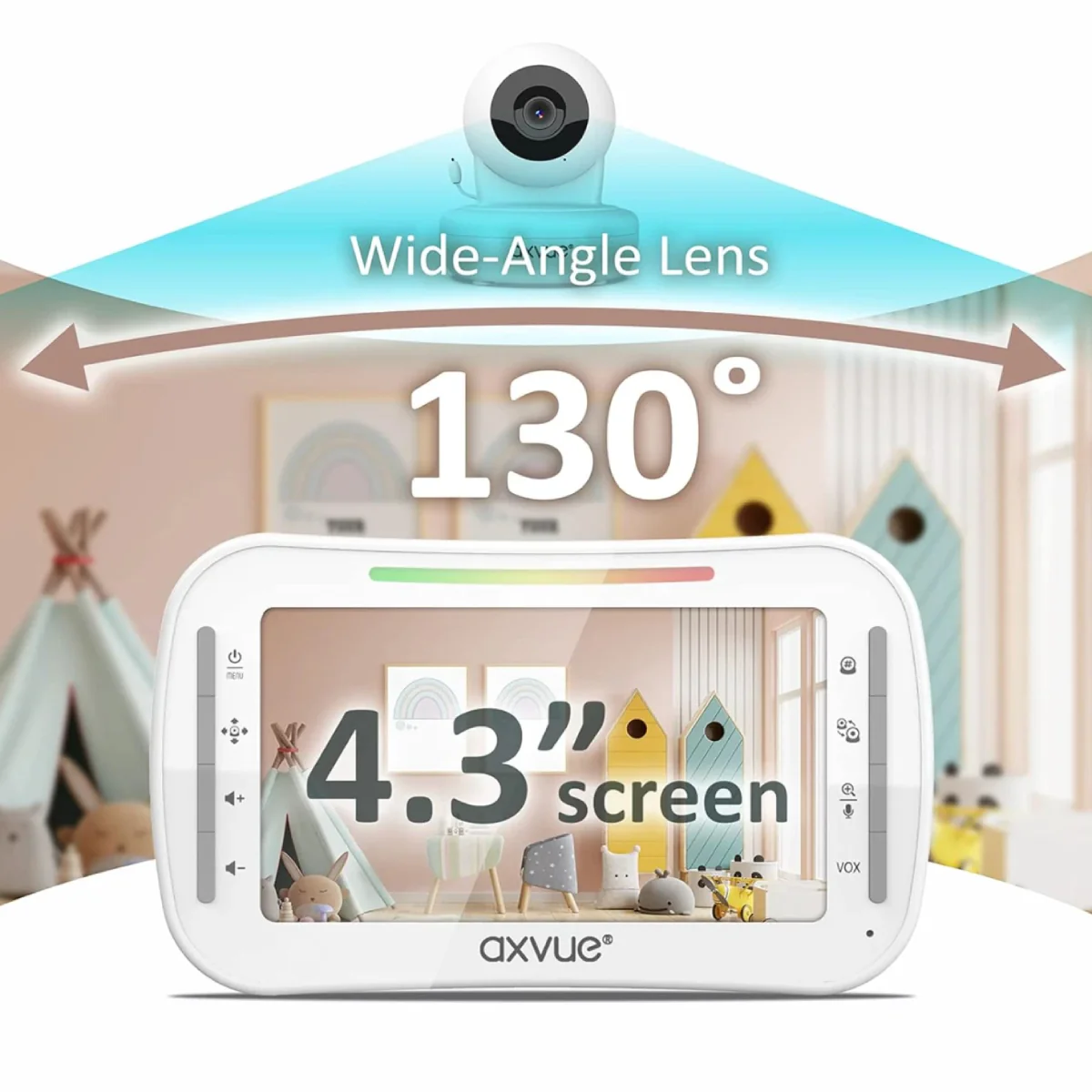 AXVUE 4.3" HD Screen Baby Monitor with Camera - White - Image 3