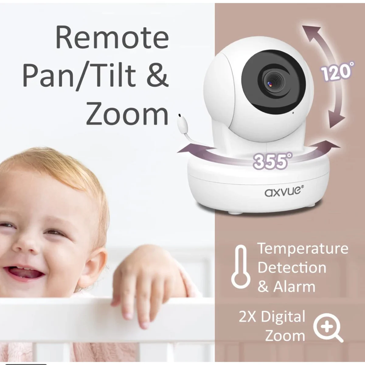 AXVUE 4.3" HD Screen Baby Monitor with Camera - White - Image 5