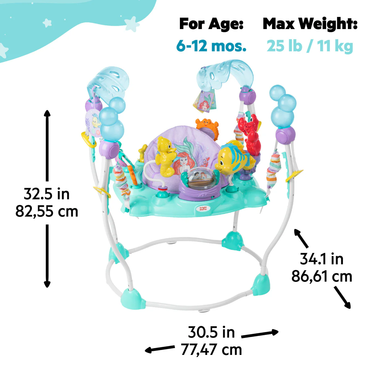 Bright Starts The Little Mermaid Sea of Activities Jumper - Blue - Image 2