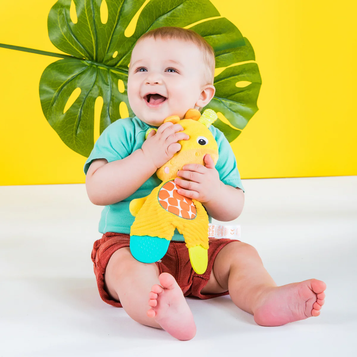 Bright Starts Snuggle and Teethe Giraffe Plush Teether Toy - Yellow - Image 6