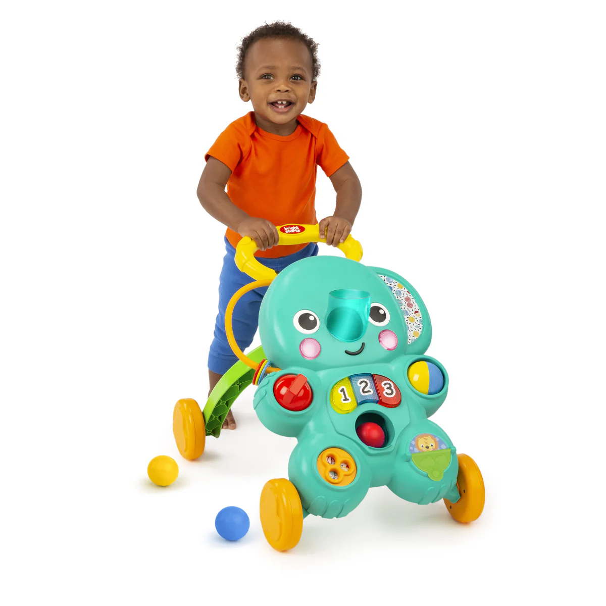 Bright Starts Stroll 'n Roll Elephant 2-in-1 Ball Play Walker with 70+ Songs and Sounds - Blue - Image 3