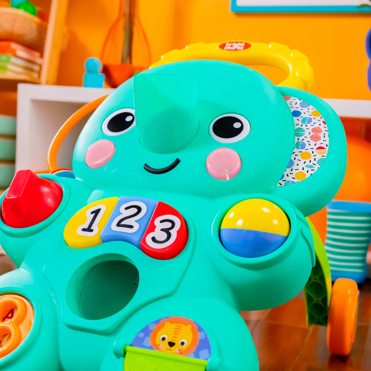 Bright Starts Stroll 'n Roll Elephant 2-in-1 Ball Play Walker with 70+ Songs and Sounds - Blue - Image 5