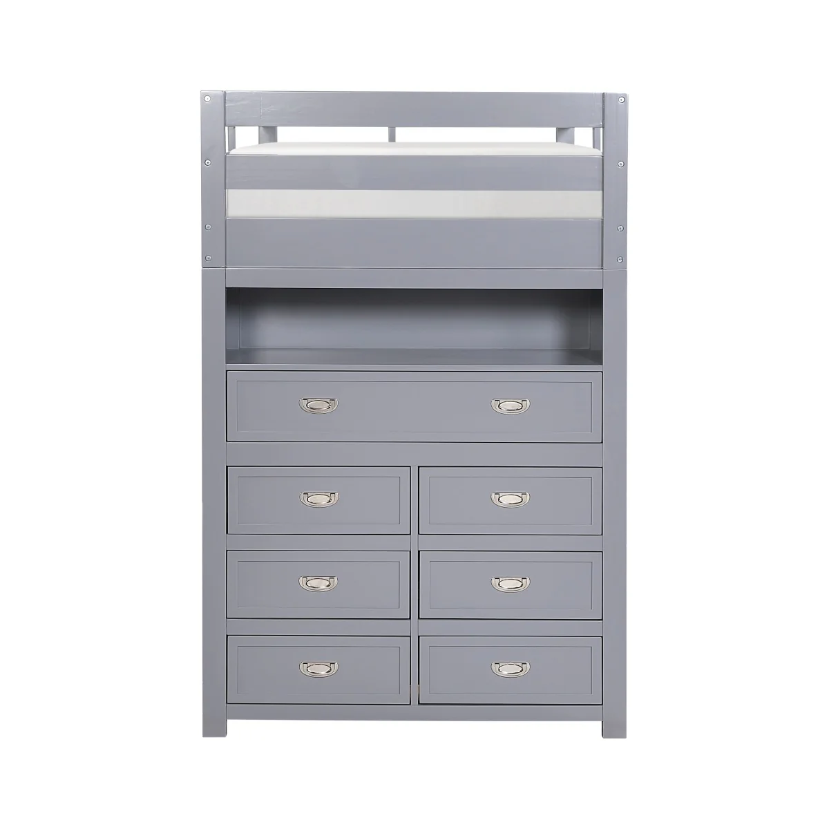 Youth Explorer Twin over Full Loft Bunk Bed with Chest and Hidden Desk by Homelegance - Gray - Image 5
