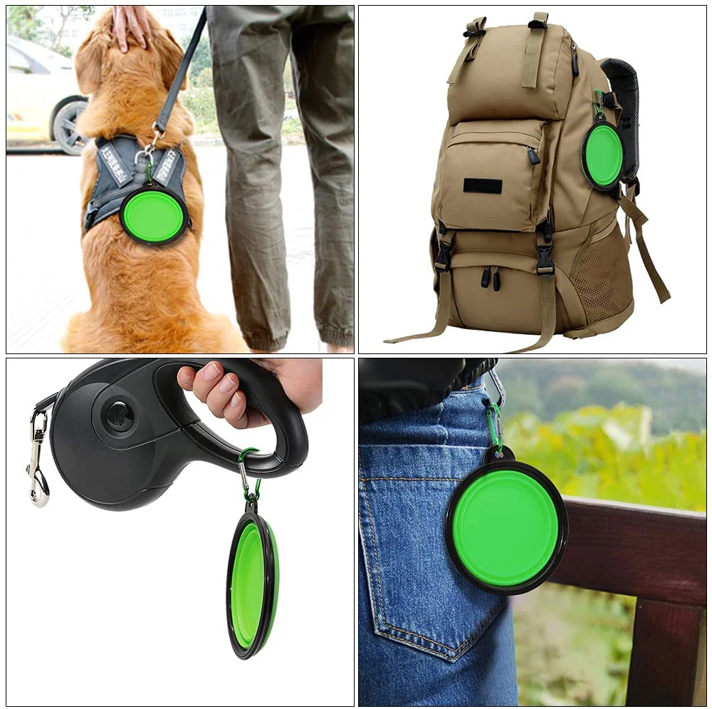 5" Portable and Foldable Small Dog Bowl-Green set of 5 - Image 3