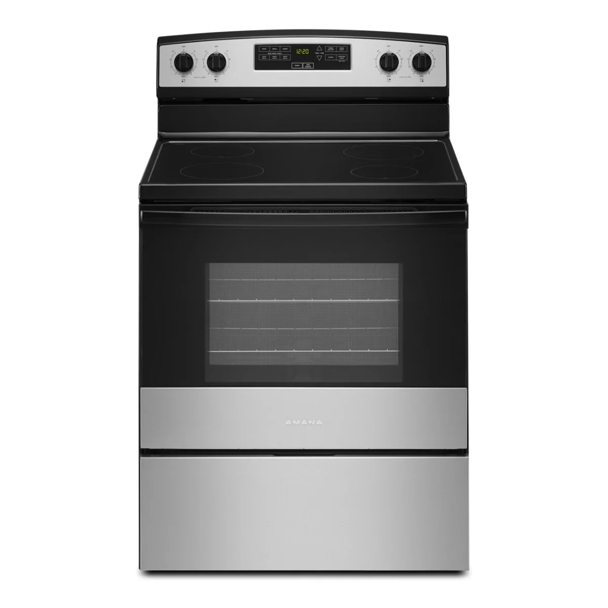Amana AER6303MMS 4.8 cu. ft. Freestanding Electric Range with Extra-Large Oven Window - Silver