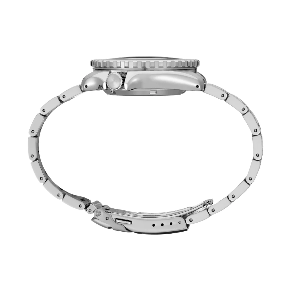 Seiko 5 Sports Men's 42.5 mm Silver Bracelet Watch - Black Dial - Image 2