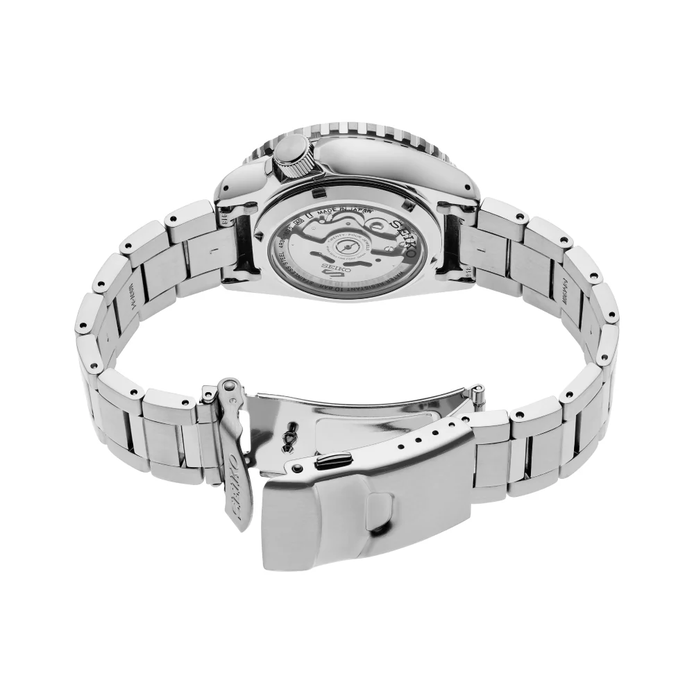 Seiko 5 Sports Men's 42.5 mm Silver Bracelet Watch - Black Dial - Image 3