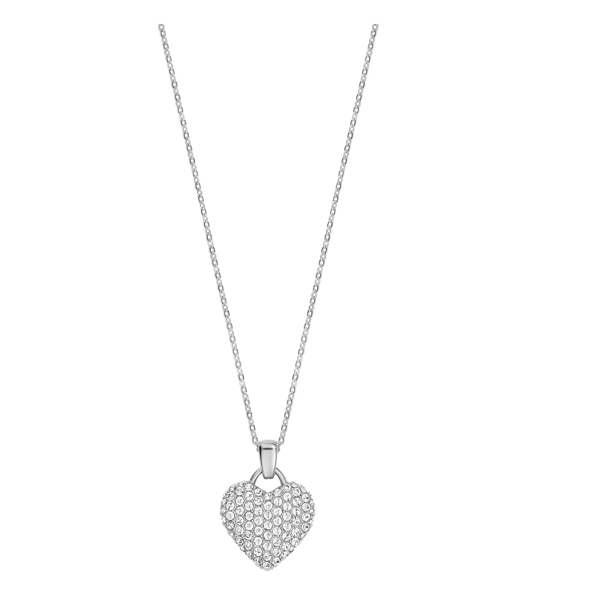 Bulova Women's Crystal 30mm Silver Analog Bracelet Watch with Heart Pendant Necklace Set - Mother of Pearl Dial - Image 4