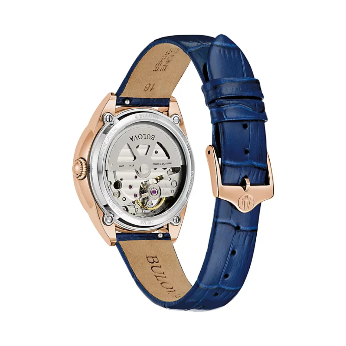 Bulova Sutton Automatic Women's 34.5mm Analog Blue Strap Watch - Pearl Dial - Image 3