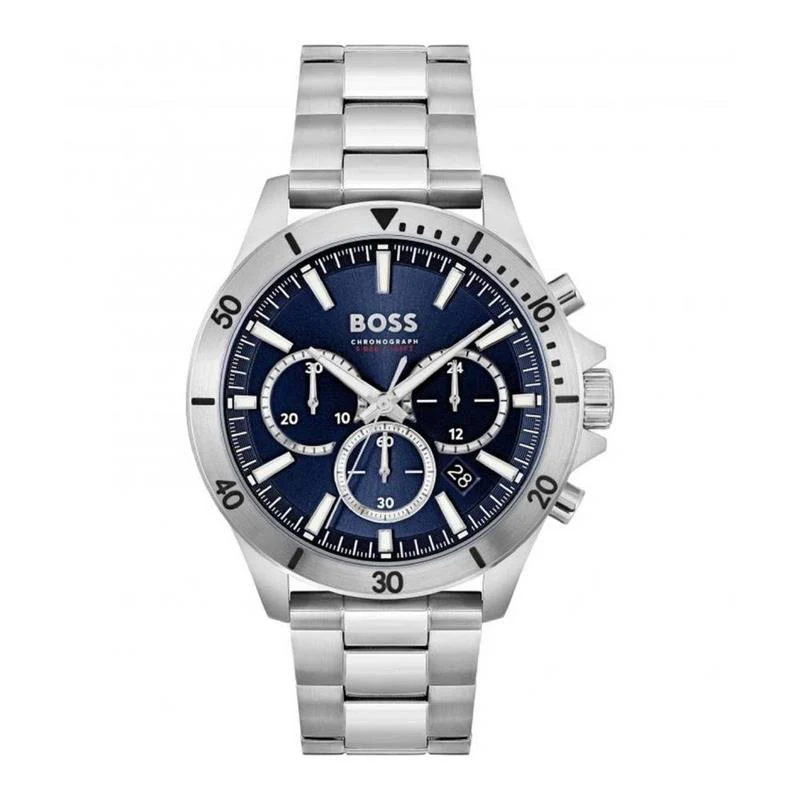 Hugo Boss Troper Men's 45mm Silver Bracelet Watch - Blue Dial - Image 2