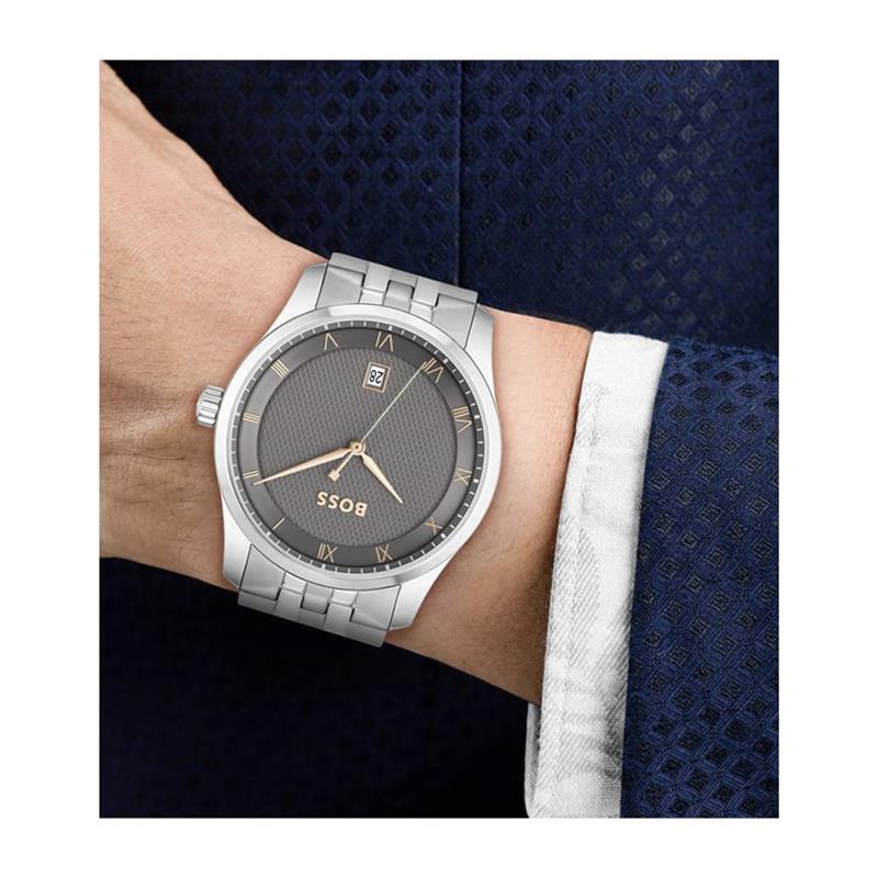 Hugo Boss Principle Men's 41mm Silver Bracelet Watch - Gray - Image 4