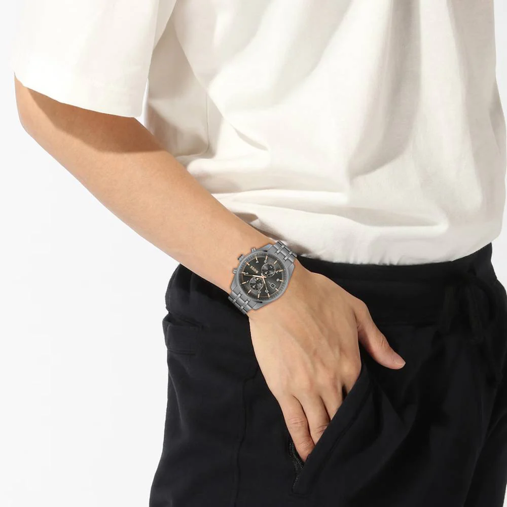 Hugo Boss Sky Traveller Men's 44mm Bracelet Watch - Gray - Image 4