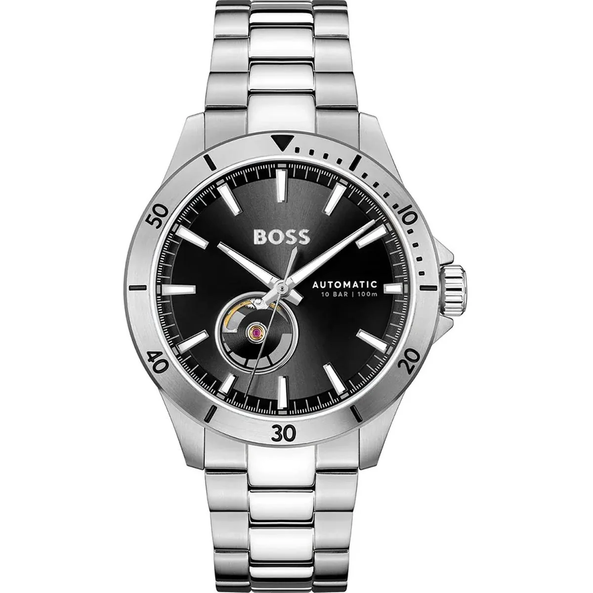 Hugo Boss Troper Men's 42mm Silver Bracelet Watch - Black Dial - Image 2