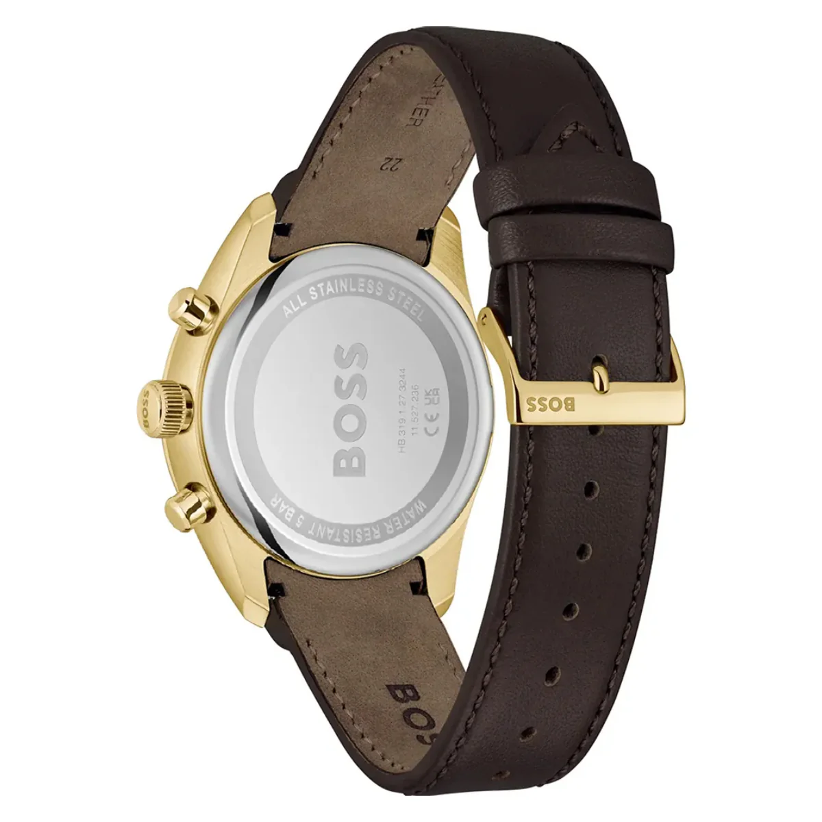 Hugo Boss Grand Prix 44 Men's 44.5mm Brown Strap Watch - Silver Dial - Image 3