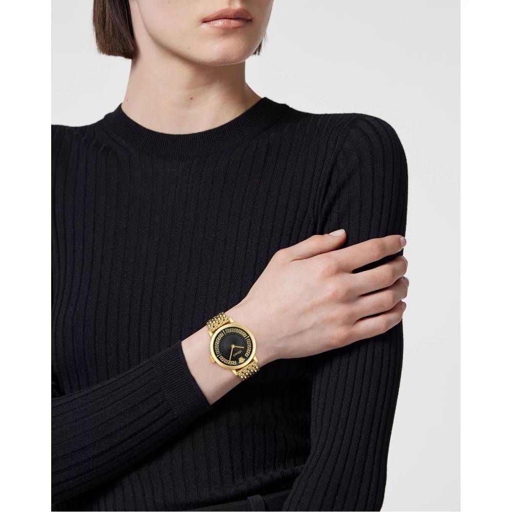 Versace Greca Fortuna Women's 35mm Gold Bracelet Watch - Black Dial - Image 4