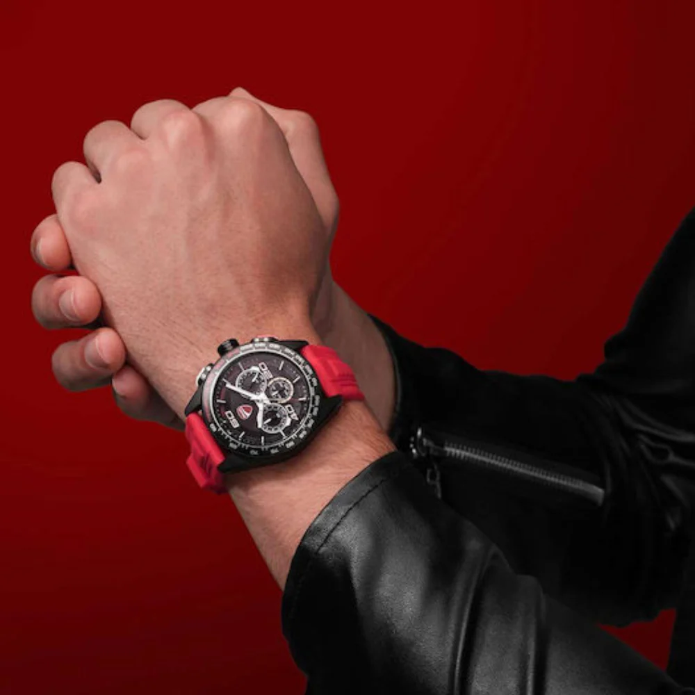 Ducati Men's 44mm Chronograph Strap Watch - Black Dial - Image 4