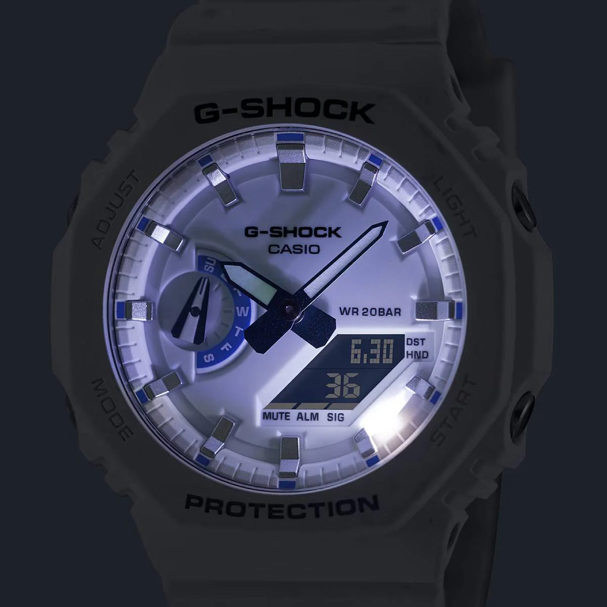 Casio G-Shock 2100 Series Men's 45.4mm Ana Digi Strap Watch - White - Image 3
