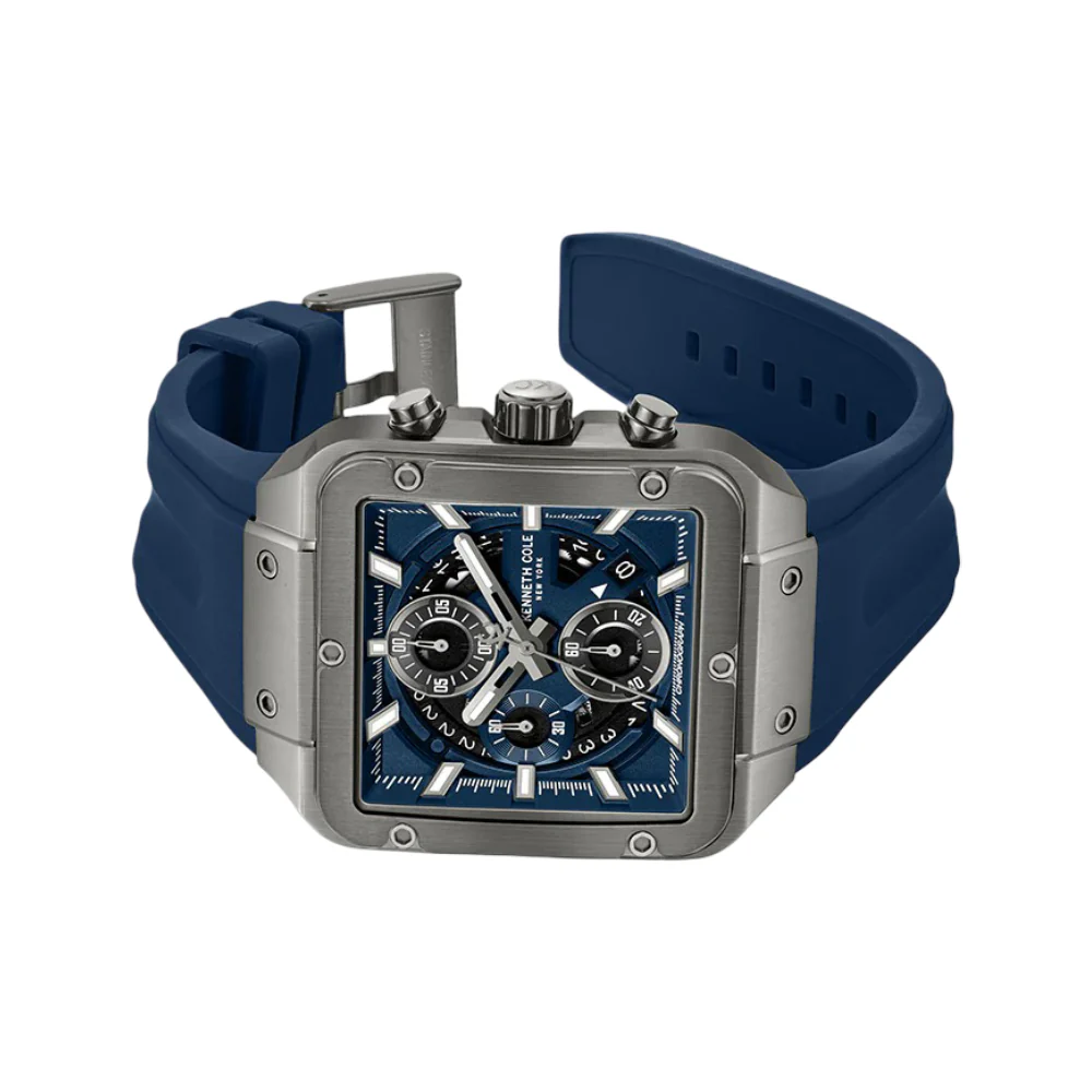 Kenneth Cole New York Skeleton Men's Strap Watch - Blue - Image 3