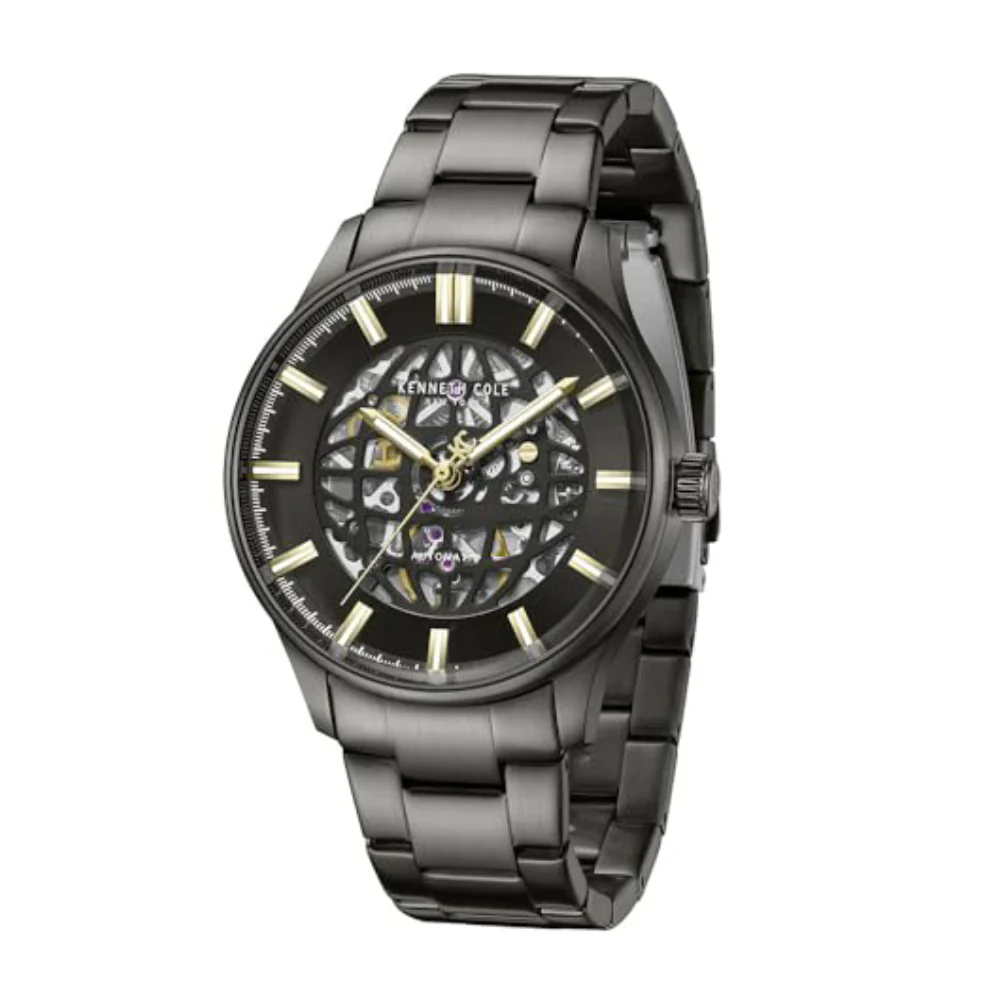 Kenneth Cole Newyork Men's 44mm Skeleton Gray Bracelet Watch - Black Dial - Image 2