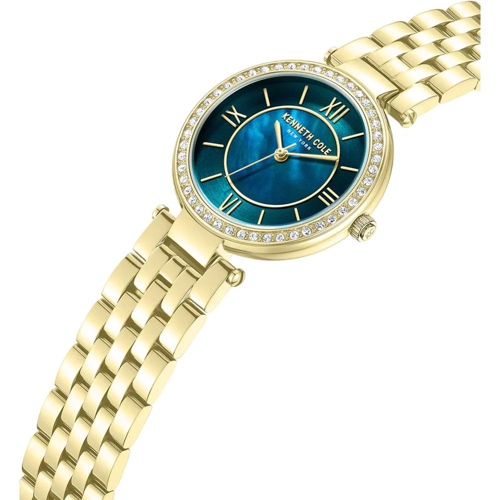 Kenneth Cole New York Classic Women's 32mm Gold Bracelet Watch - Blue Dial - Image 3