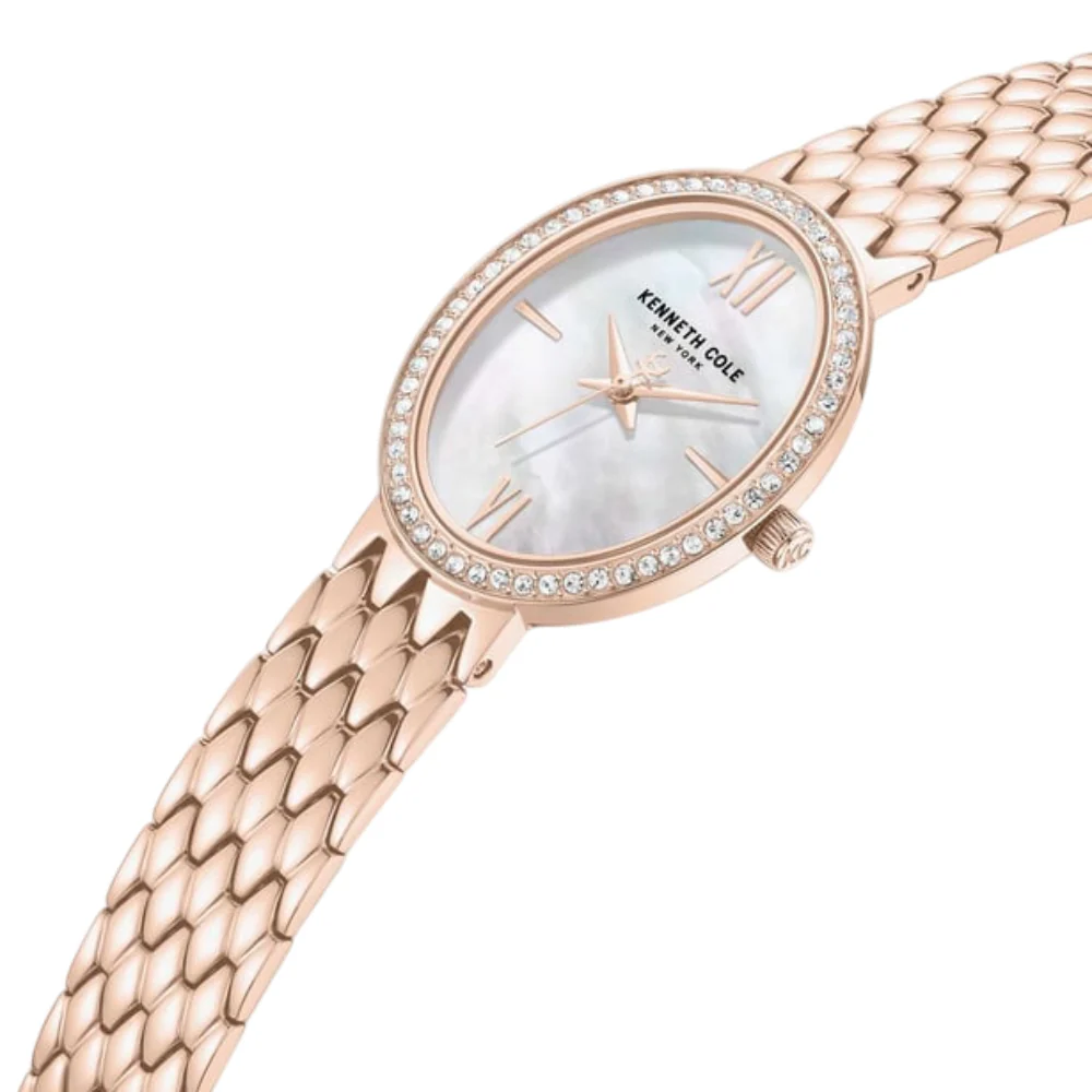 Kenneth Cole Women's 38mm Analog Rose Gold Bracelet Watch - Mother of Pearl - Image 2