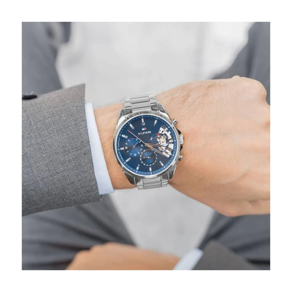 Tommy Hilfiger Baker Men's 44mm Silver Bracelet Watch - Blue - Image 4