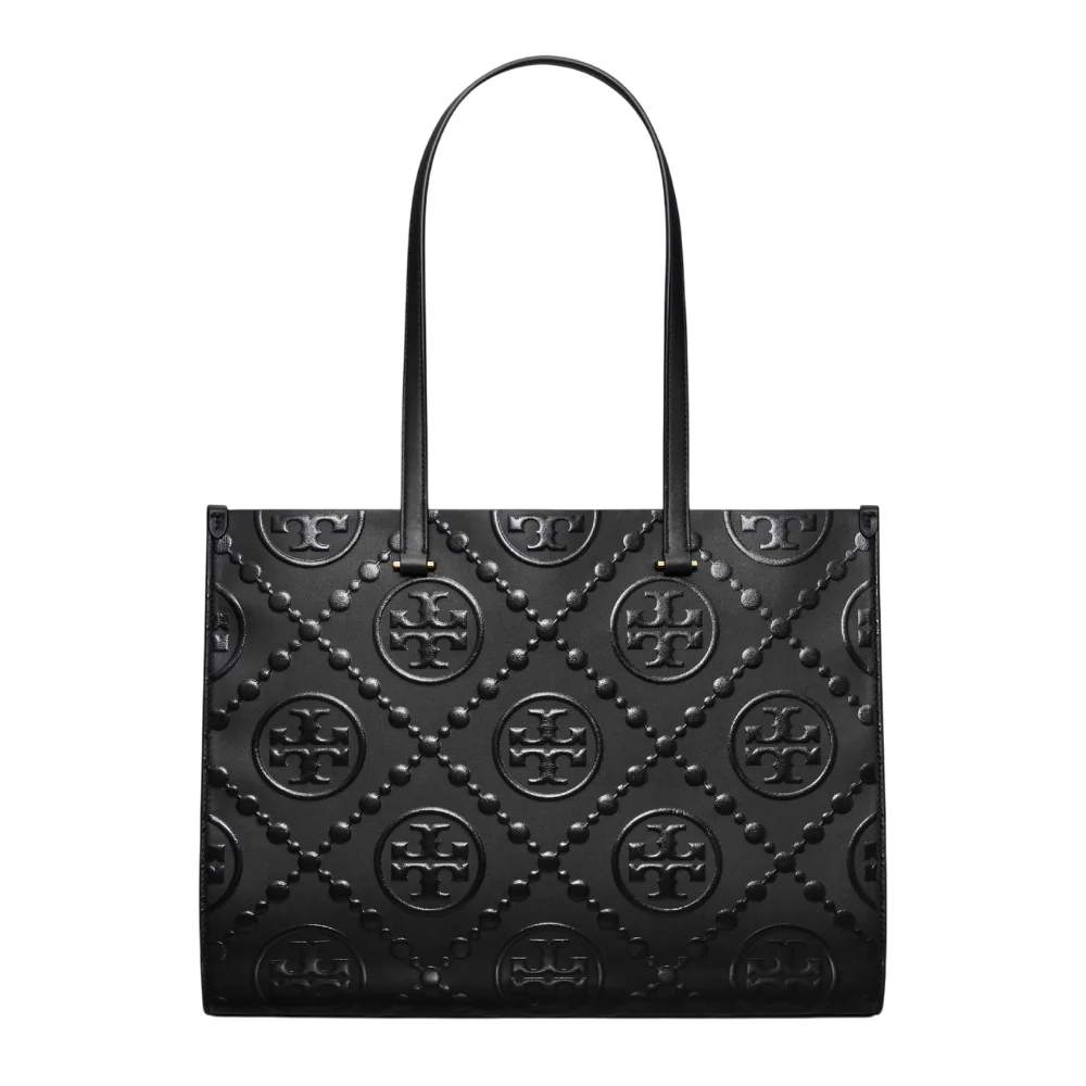 Tory Burch Monogram Embossed Tote Bag - Black - Image 2